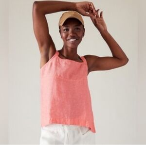 Athleta Voyager Linen Tank Top Size Small Orange Sleeveless Straps Summer Fresh